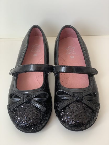 Bailarina con velcro purpurina negro Bonino